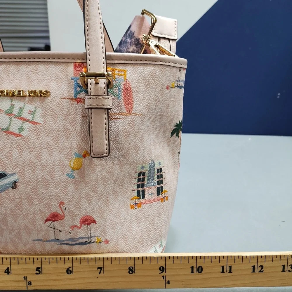 Michael Kors Jet Set Travel XS Signature Tote Bag Womens Multicolor Miami Print